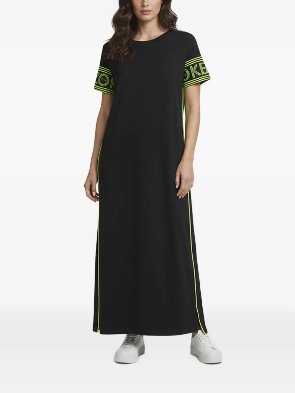 Kenzo Pre-Owned logo-detail crew neck midi dress - Black