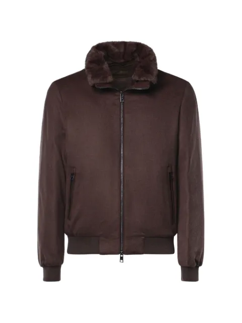 ON THE BUND faux-fur collar bomber jacket