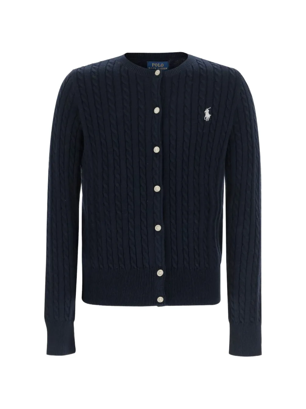 POLO RALPH LAUREN KIDS Cardigan aus Baumwolle mit Mini-Zopfmuster - Blau