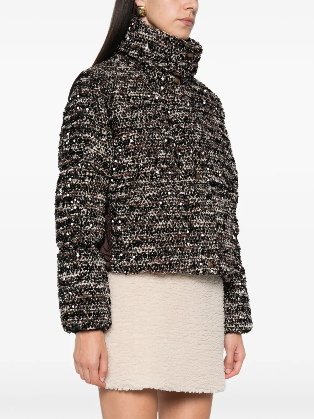Moncler Tweed jack met pailletten Zwart