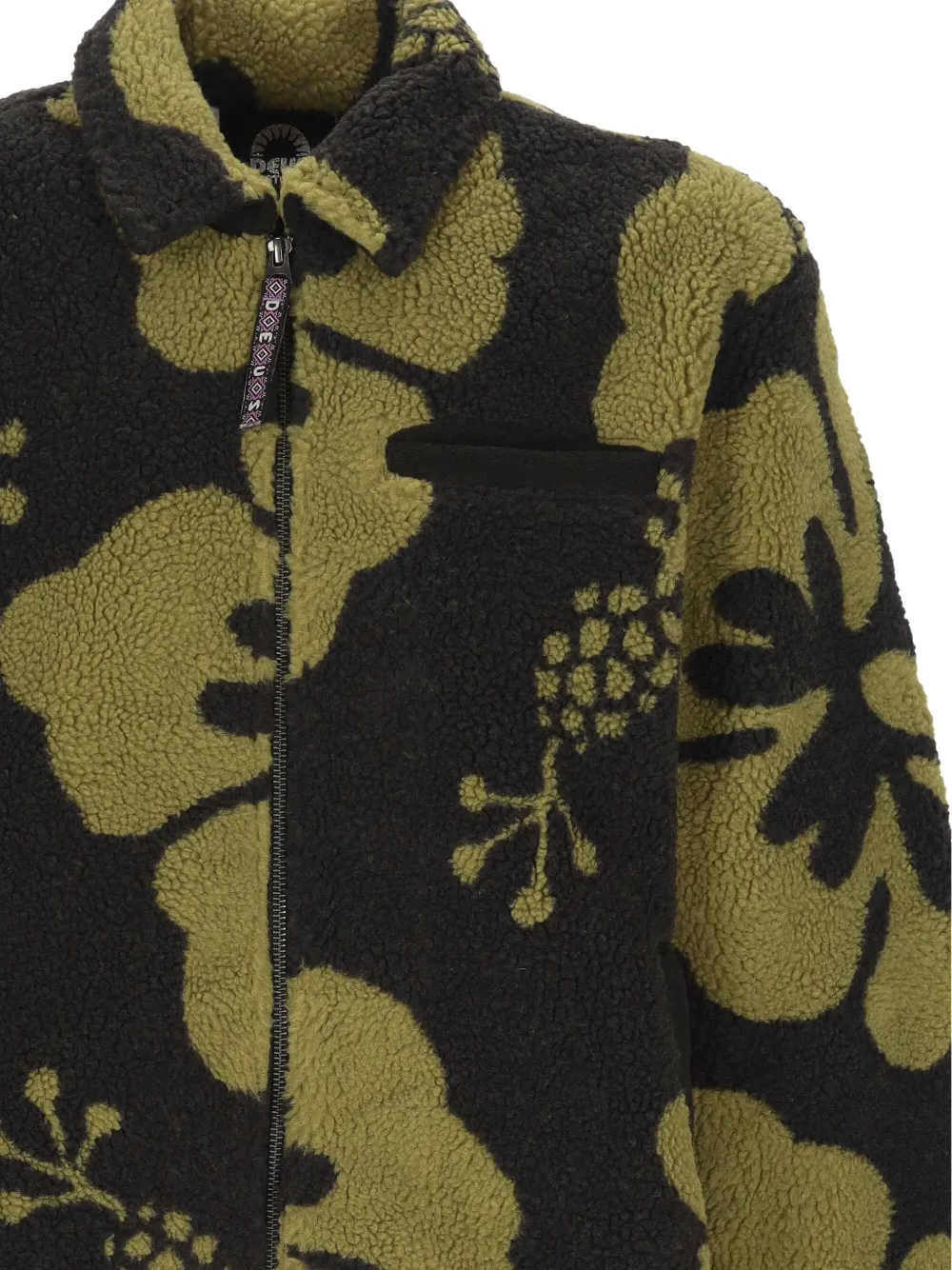 Deus Ex Machina floral-print fleece jacket Zwart