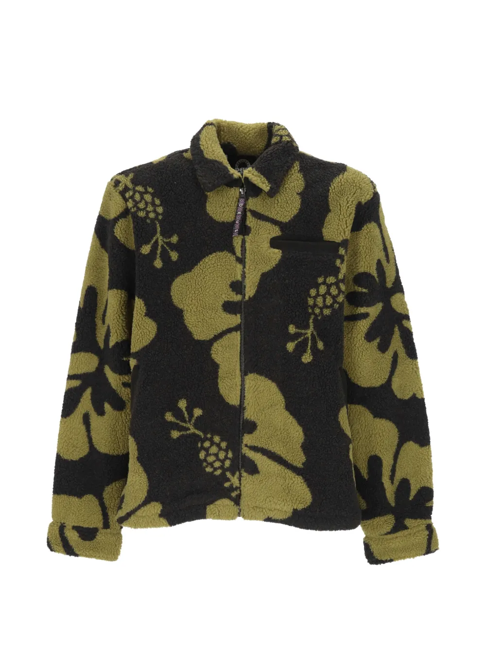 Deus Ex Machina floral-print fleece jacket Zwart