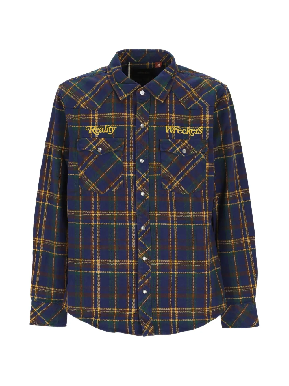 Deus Ex Machina check-print embroidered shirt Blauw