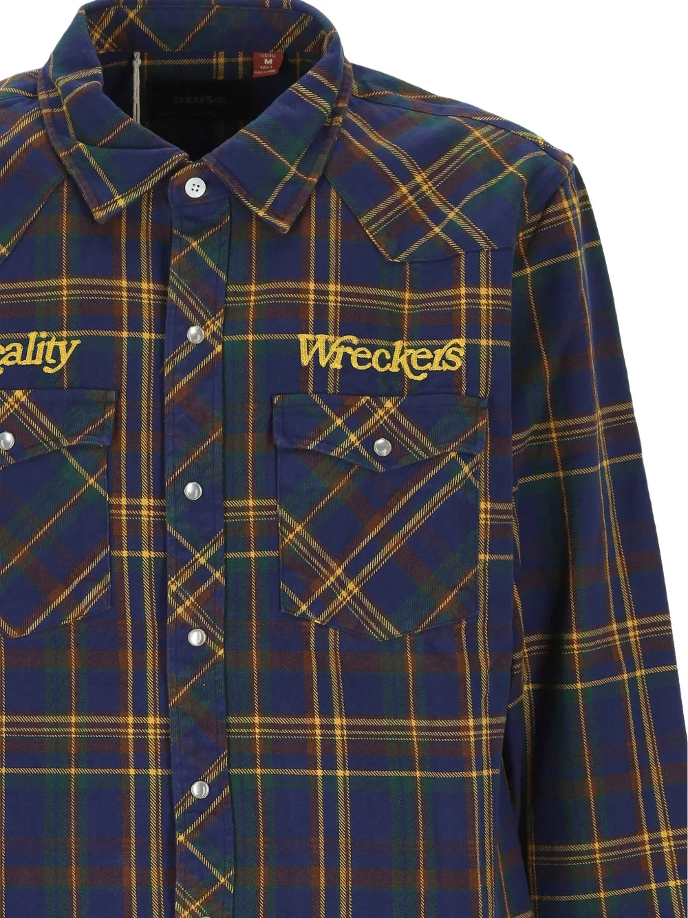 Deus Ex Machina check-print embroidered shirt Blauw