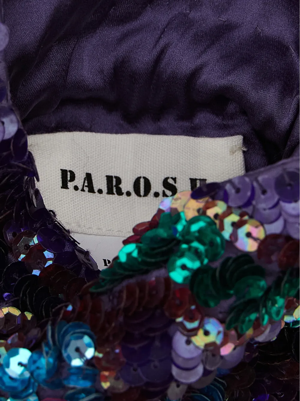 P.A.R.O.S.H. Gla sequin-embroidered floral bucket bag Paars