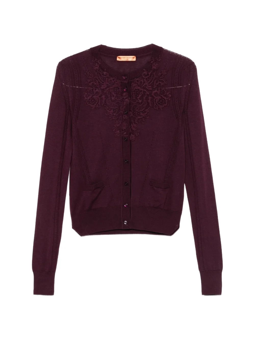 Ermanno Scervino embroidered-detailing fine-knit cardigan - Violett
