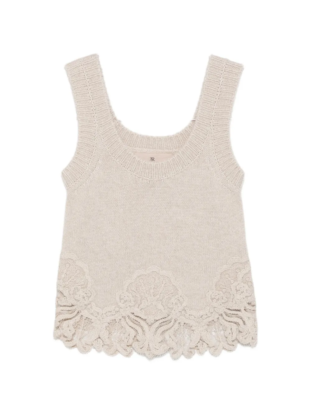 Ermanno Scervino lace-trim knitted top Beige
