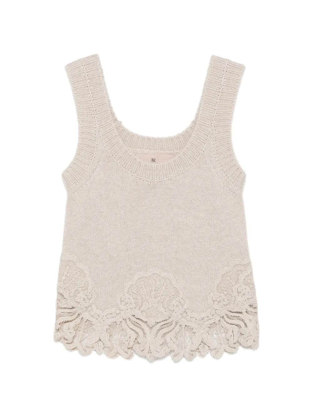 Ermanno Scervino lace-trim knitted top Beige