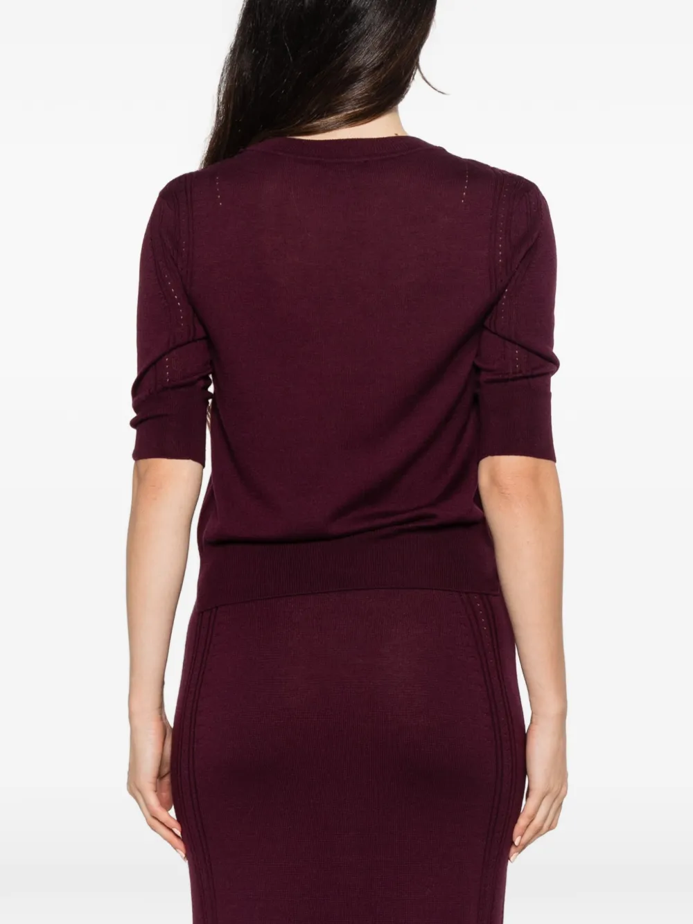 Ermanno Scervino lace-embellished short-sleeve sweater Paars