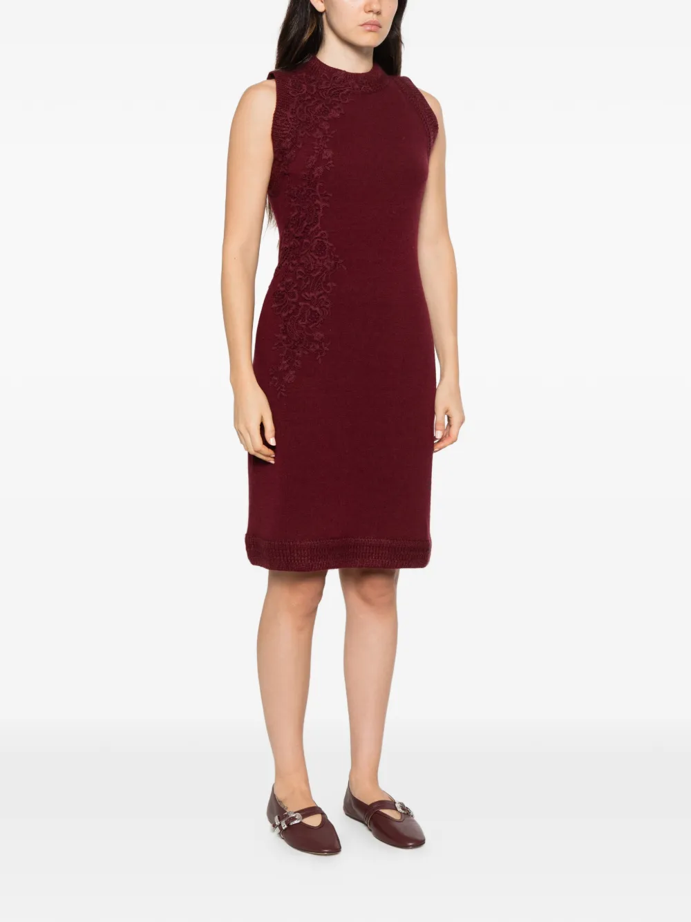 Ermanno Scervino lace-trimmed sleeveless mini dress Rood