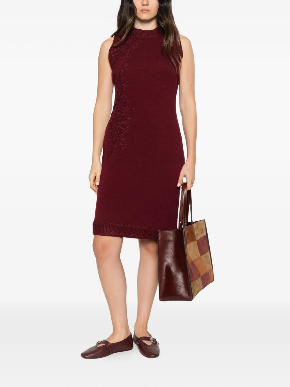 Ermanno Scervino lace-trimmed sleeveless mini dress Rood