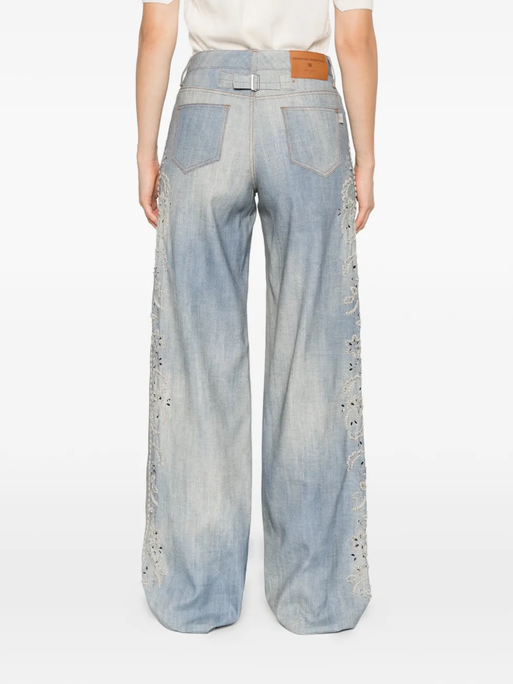 Ermanno Scervino broderie-anglaise wide-leg jeans Blauw