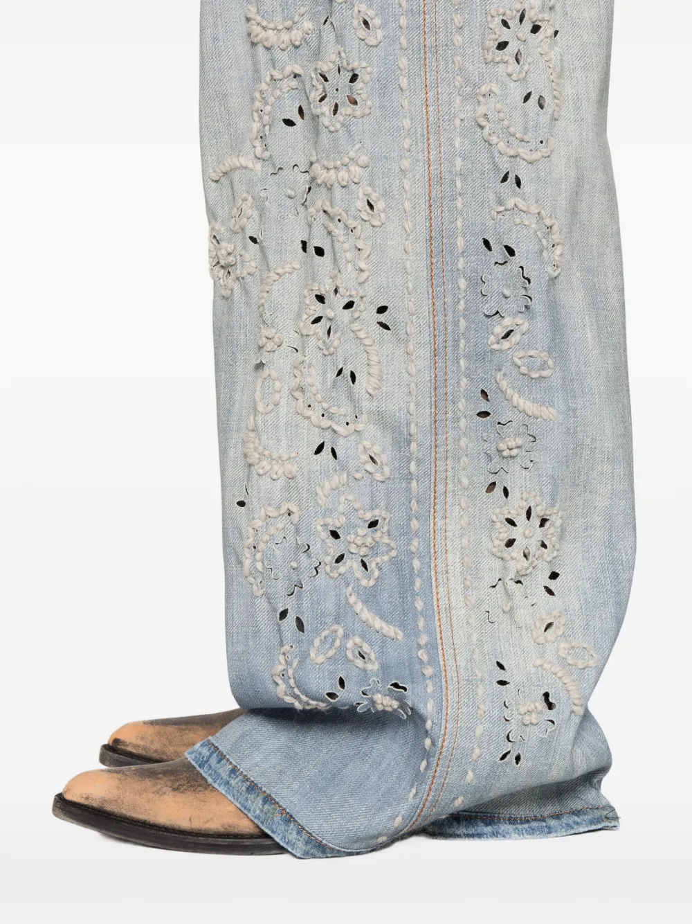 Ermanno Scervino broderie-anglaise wide-leg jeans Blauw