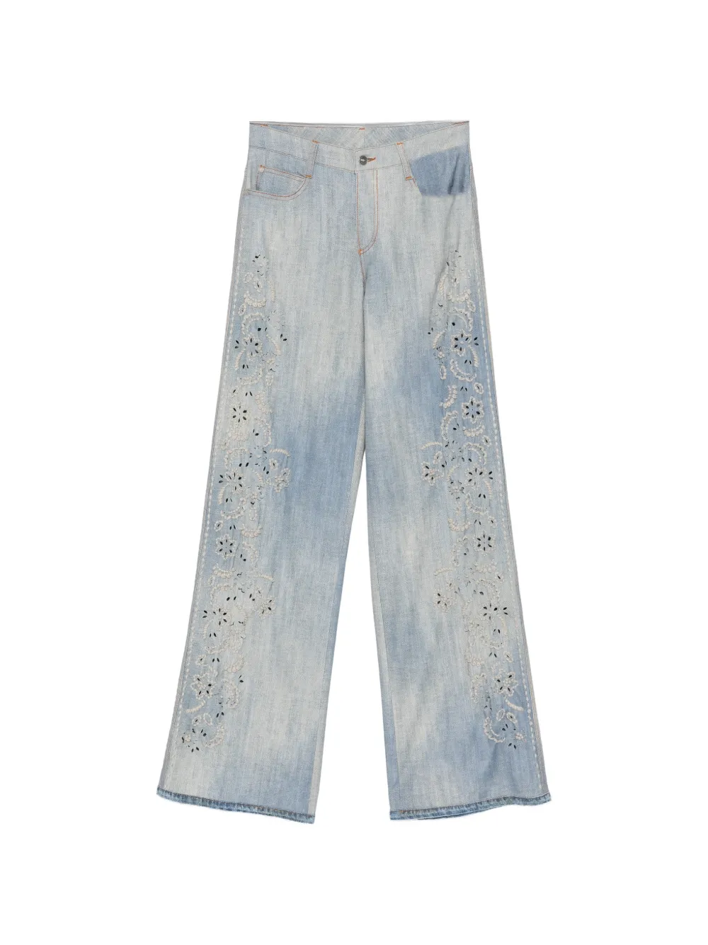 Ermanno Scervino broderie-anglaise wide-leg jeans Blauw