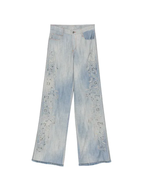 Ermanno Scervino jeans anchos con bordado inglés