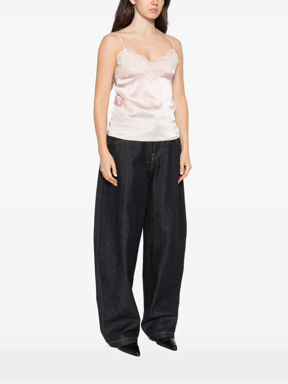 Ermanno Scervino lace-trimmed silk-blend camisole Roze