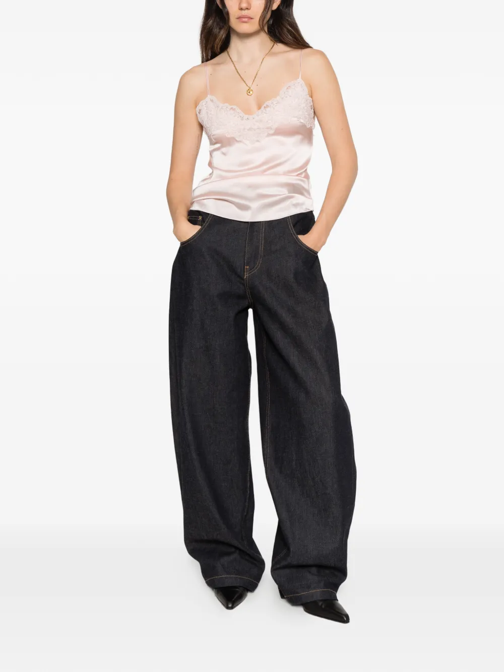 Ermanno Scervino lace-trimmed silk-blend camisole Roze