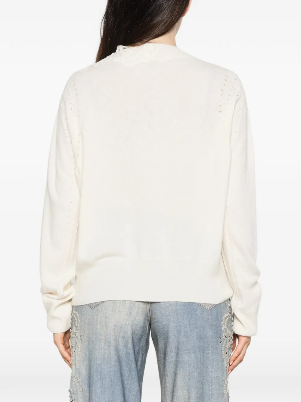 Ermanno Scervino lace-trim buttoned cardigan Beige