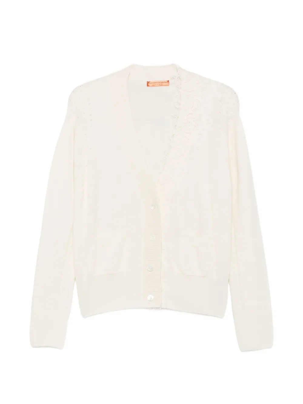 Ermanno Scervino lace-trim buttoned cardigan - Nude