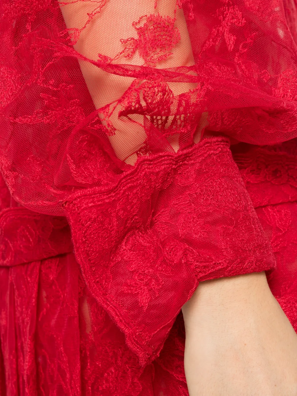 Ermanno Scervino lace pussy-bow mini dress set Rood