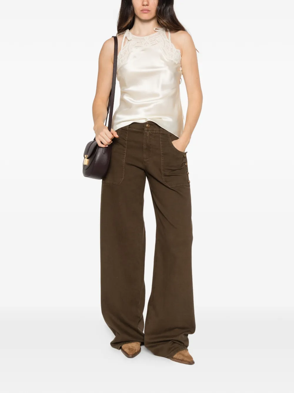 Ermanno Scervino button-detail wide-leg trousers Bruin