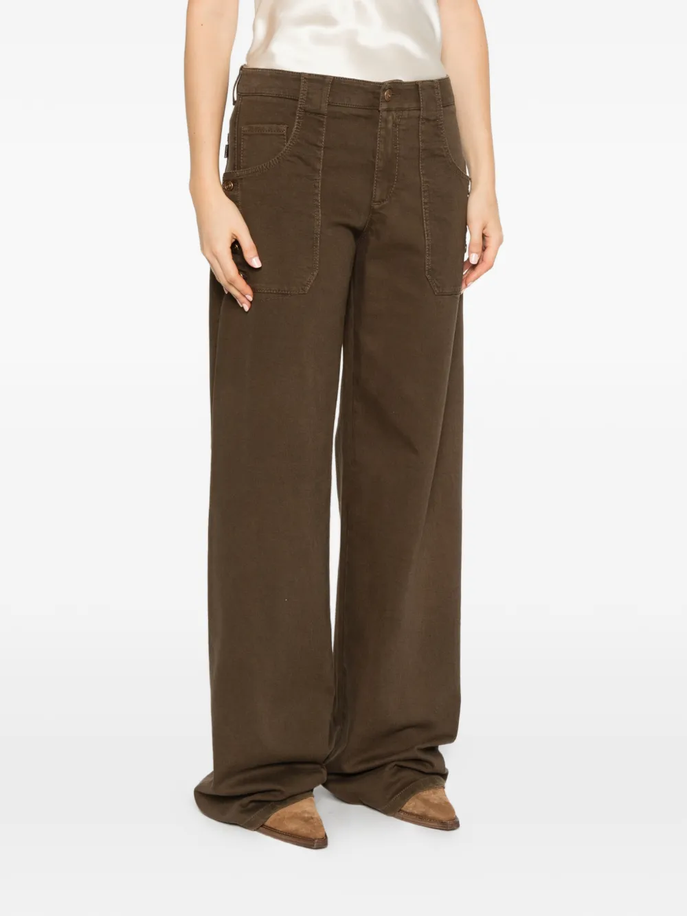 Ermanno Scervino button-detail wide-leg trousers Bruin