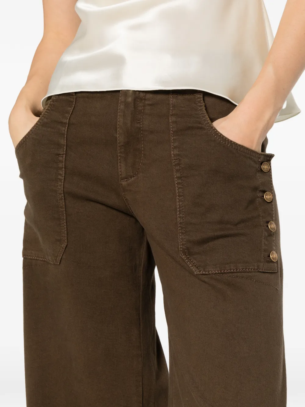 Ermanno Scervino button-detail wide-leg trousers Bruin