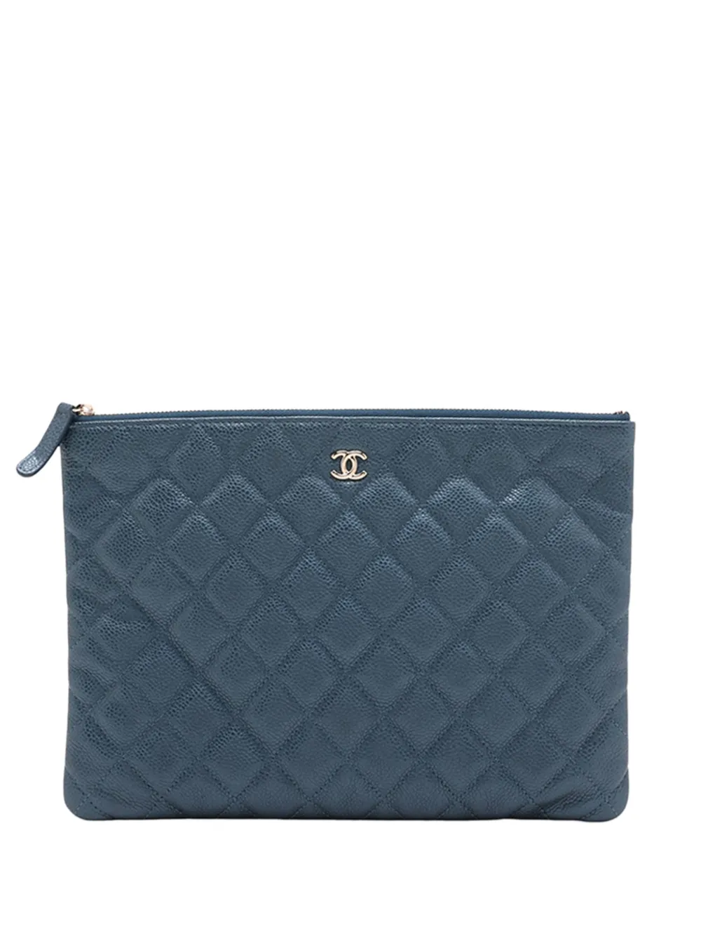 CHANEL Pre-Owned 2018 Quilted Caviar clutch bag - Blu