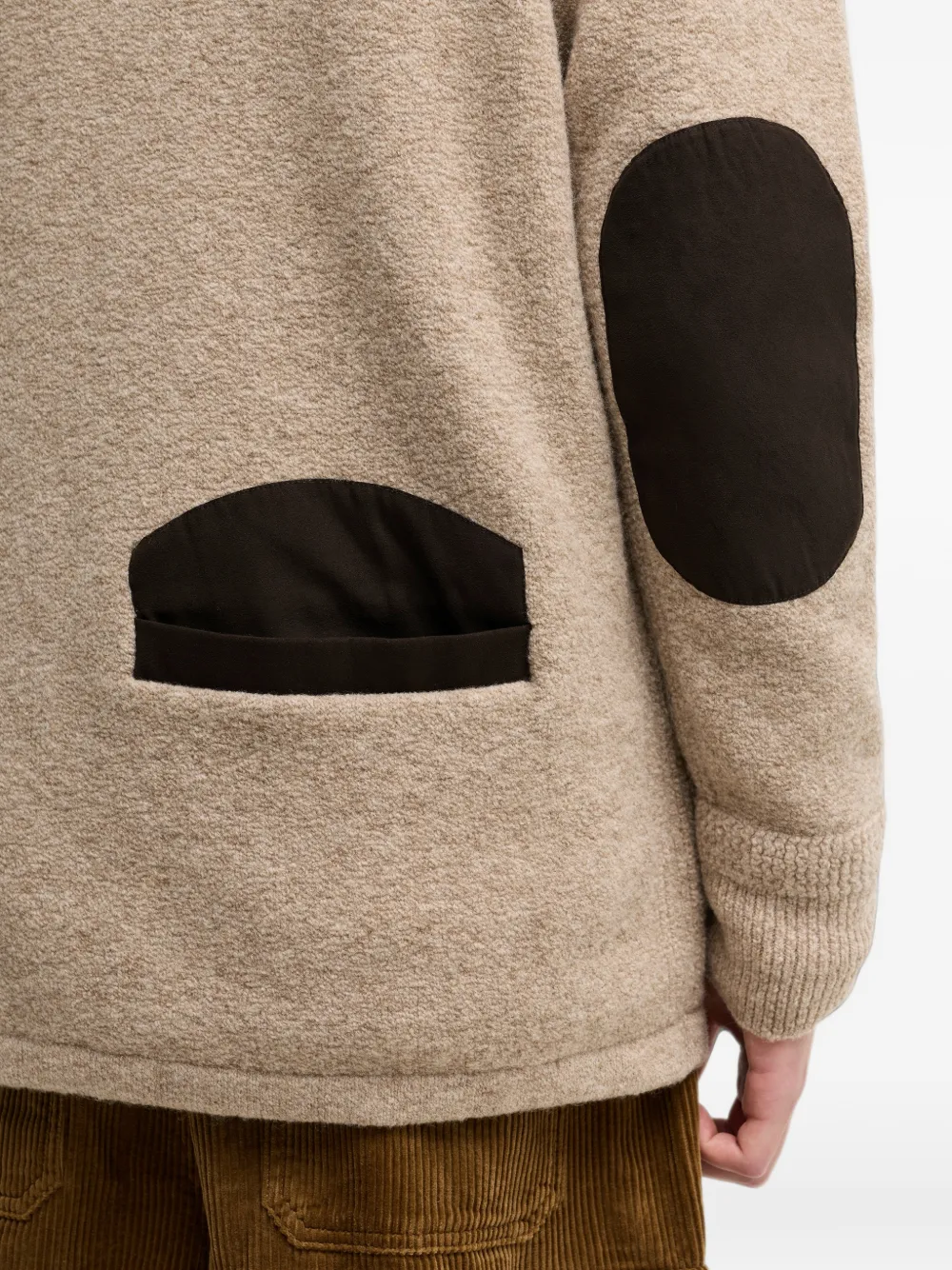 Barbour elbow-patch zip-up cardigan Beige