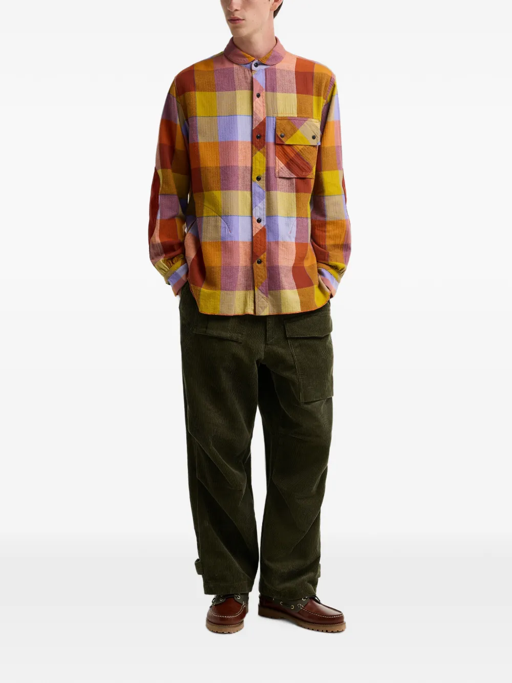 Barbour x Norbit geruit overhemd met elleboog-patch Oranje
