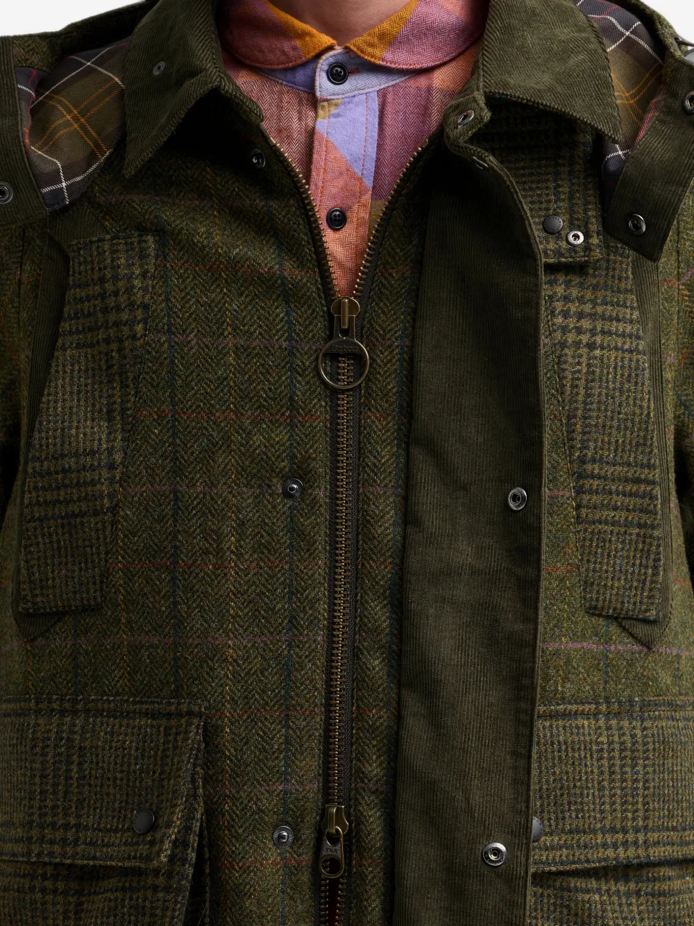 Barbour x Norbit check-pattern hooded jacket Groen