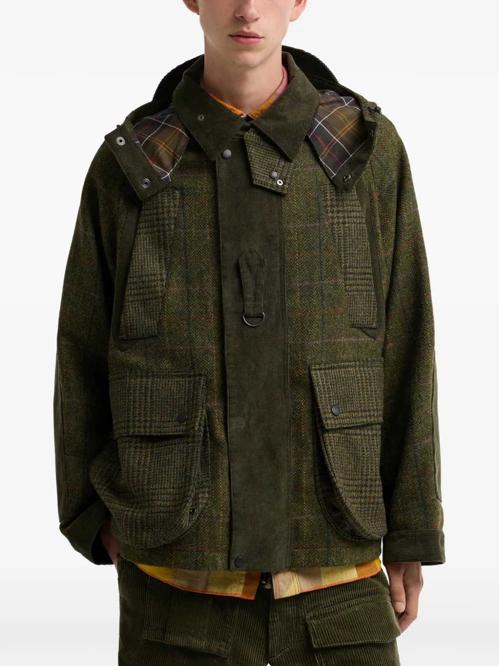 Barbour x Norbit check-pattern hooded jacket Groen