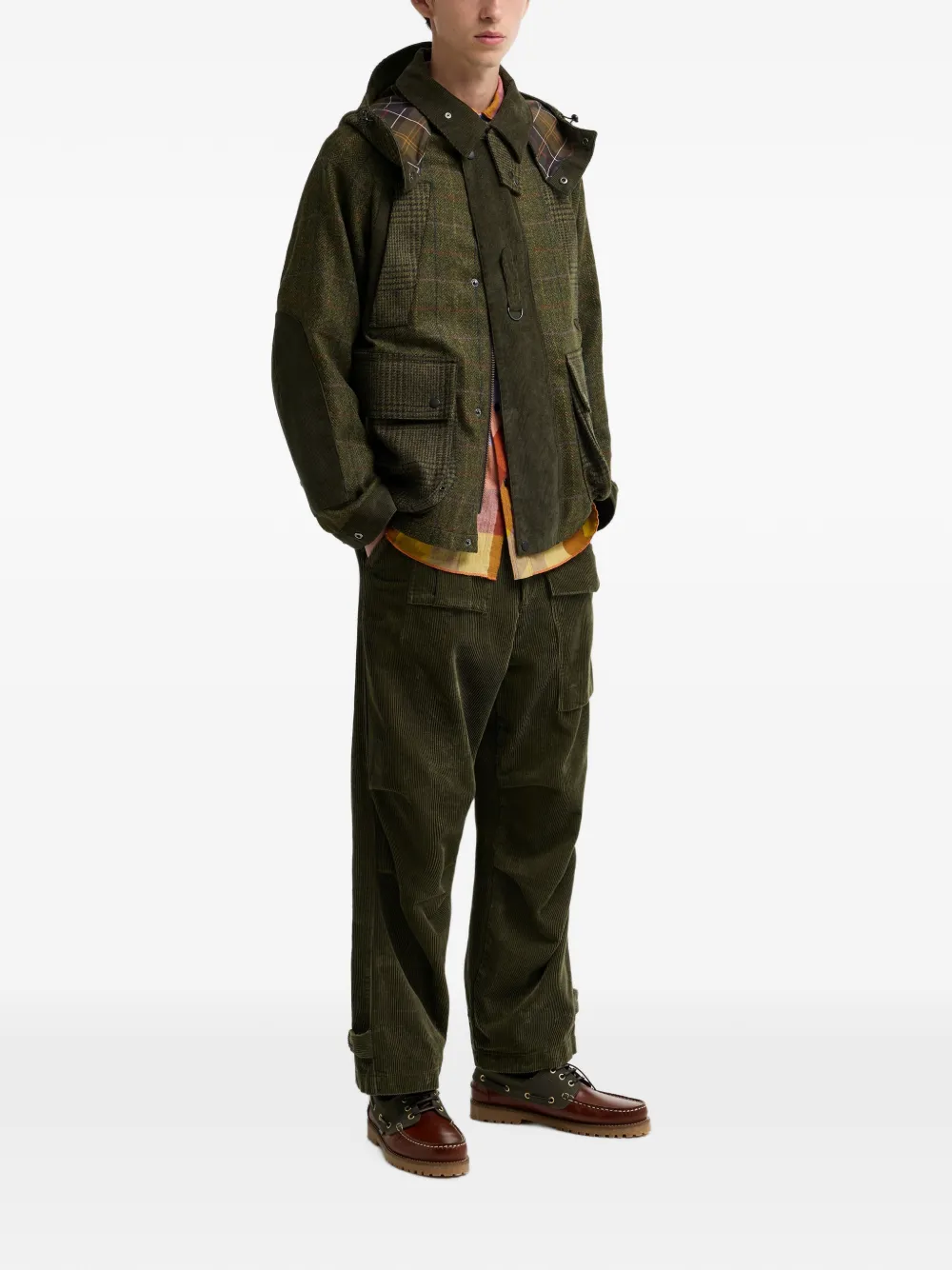 Barbour x Norbit check-pattern hooded jacket Groen