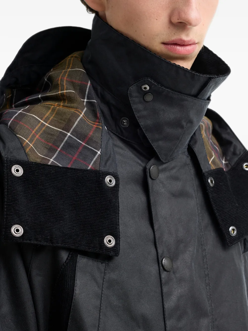 Barbour Jas van gewaxt katoen met capuchon Zwart