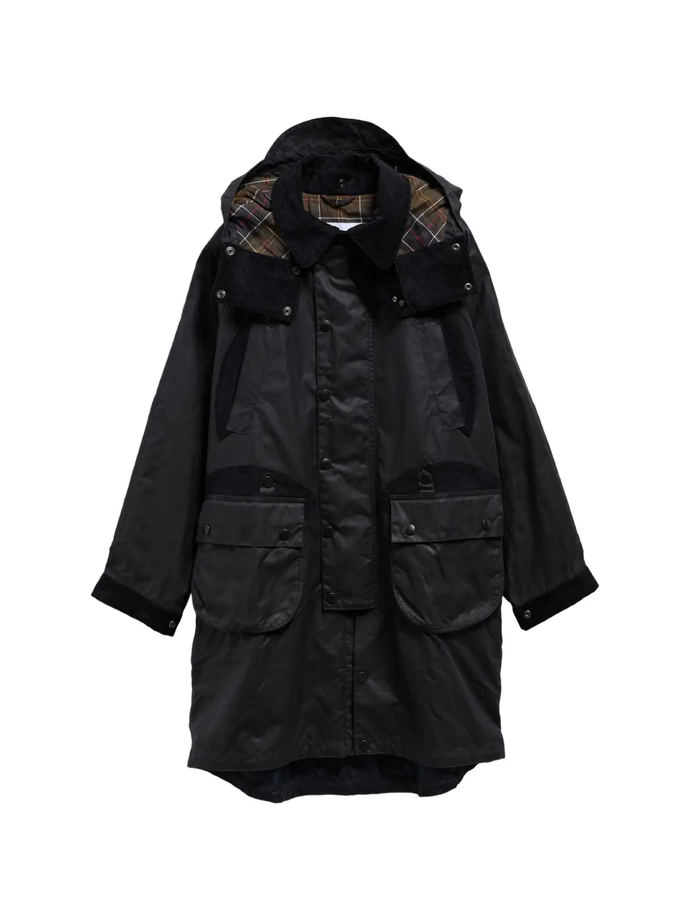 Barbour waxed-cotton hooded coat - Schwarz