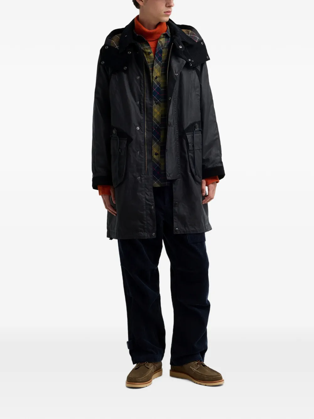 Barbour Jas van gewaxt katoen met capuchon Zwart