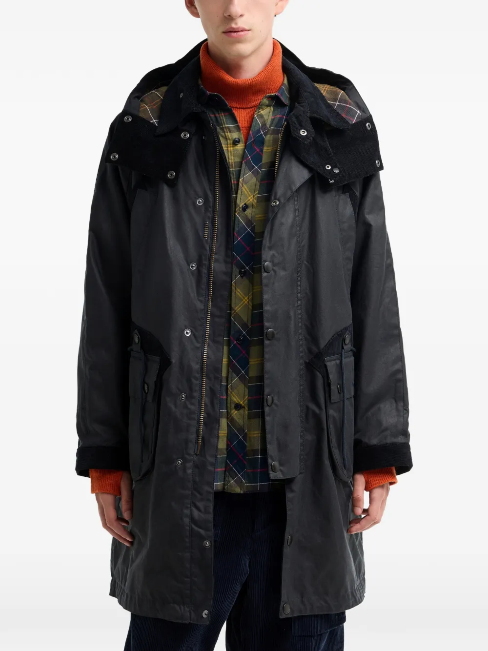 Barbour Jas van gewaxt katoen met capuchon Zwart
