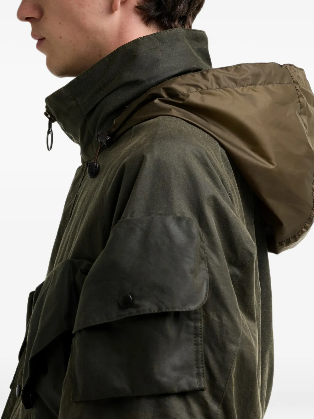 Barbour multi-pocket hooded jacket Groen