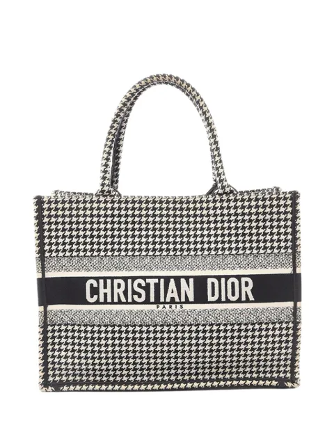 Christian Dior Pre-Owned 2015-2026 Medium Canvas Houndstooth Embroidered Book tote bag