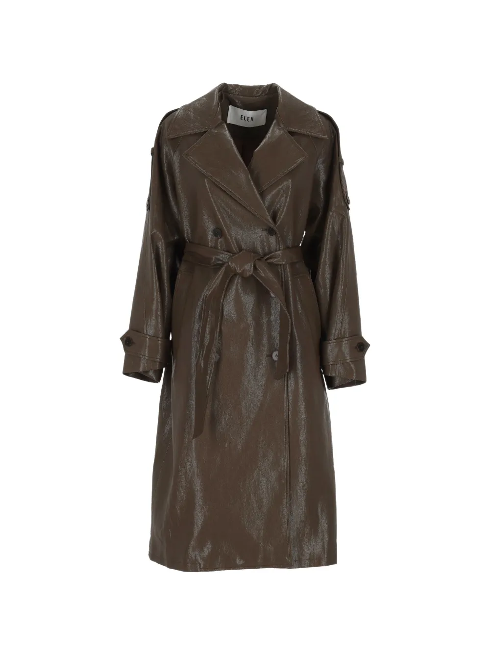 Eleh double-breasted belted trench coat - Marron