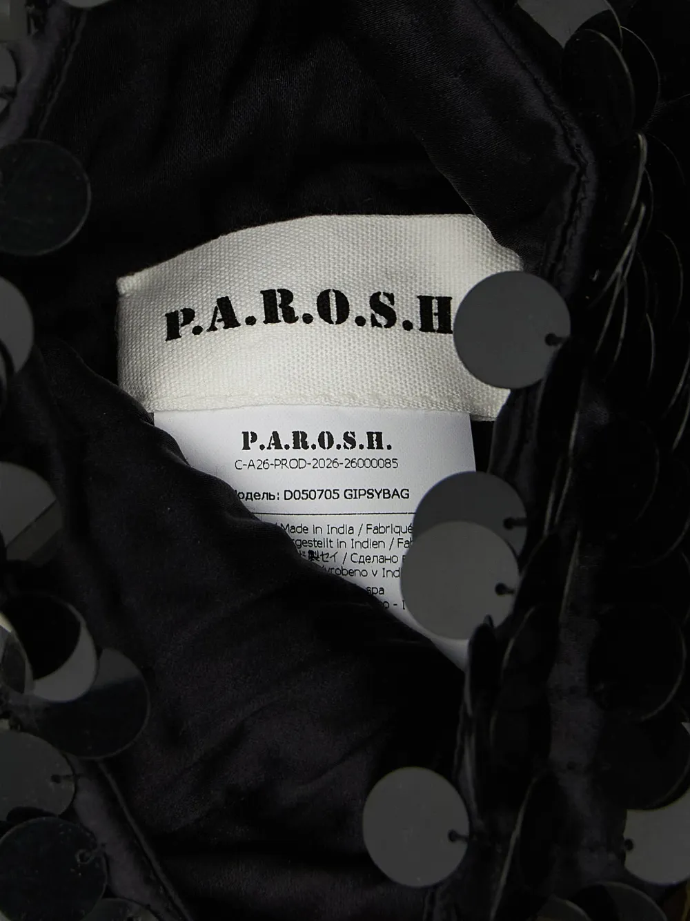 P.A.R.O.S.H. Gipsy sequin-embroidered bucket bag Zwart