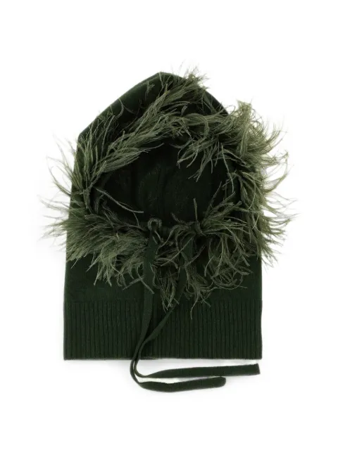 P.A.R.O.S.H. feather-trim knitted balaclava