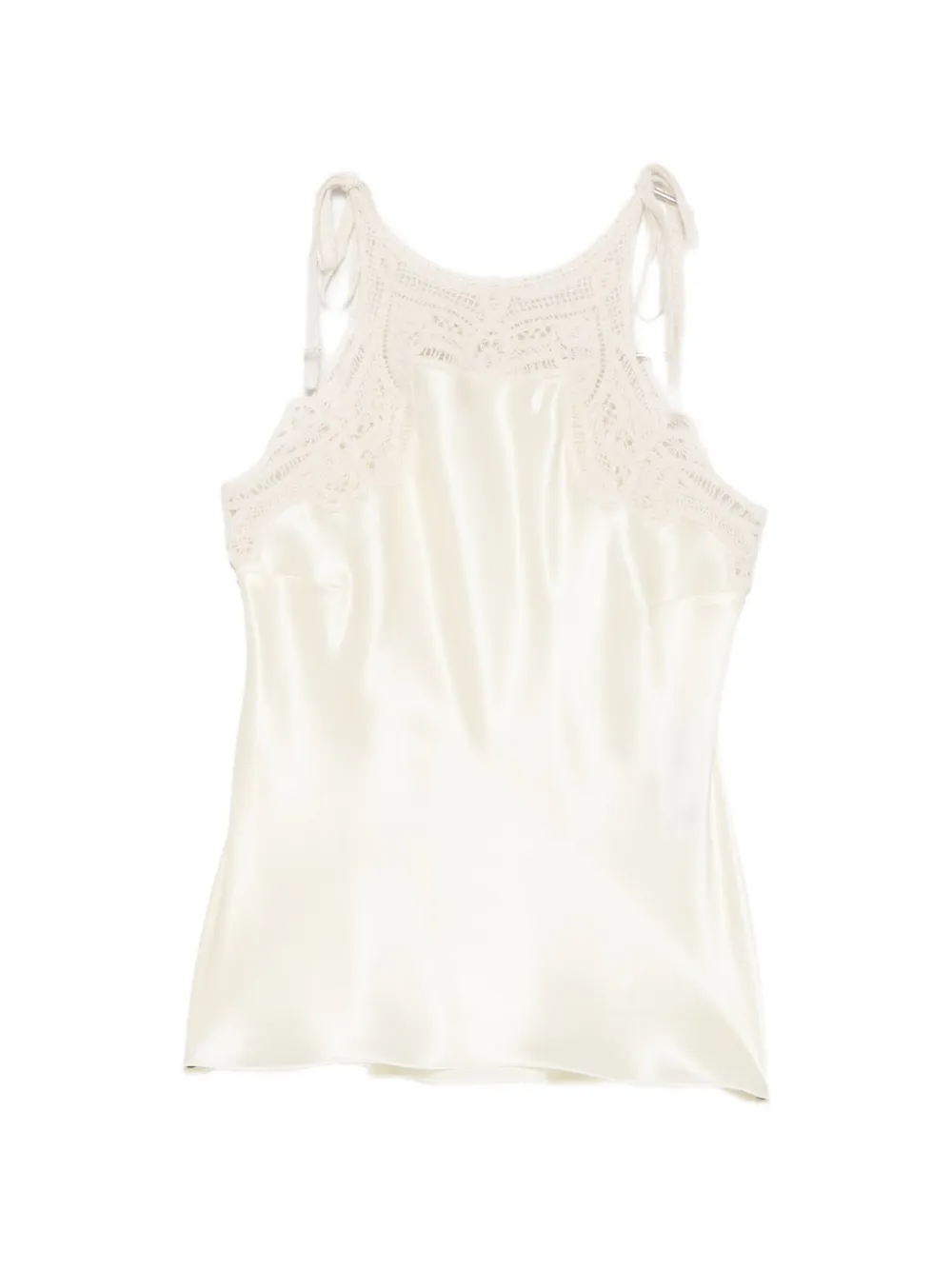 Ermanno Scervino lace-trim silk top Beige