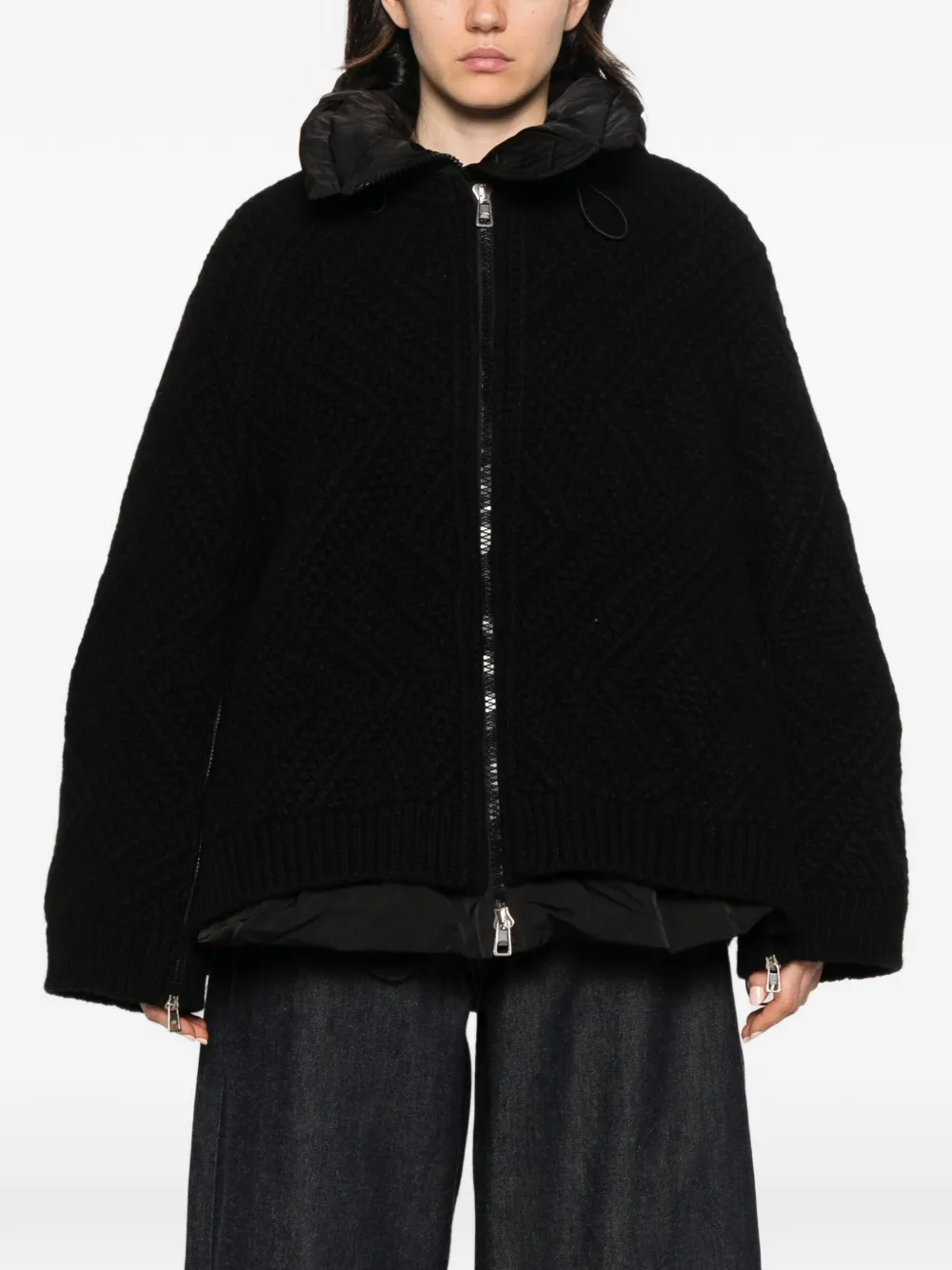 Ermanno Scervino cable-knit hooded jacket Zwart