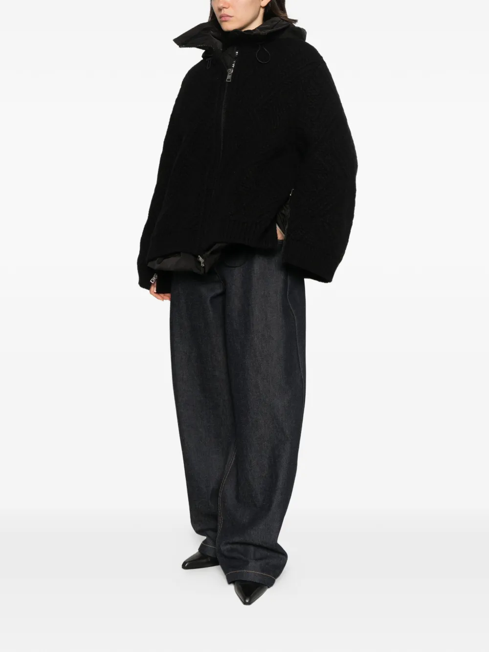 Ermanno Scervino cable-knit hooded jacket Zwart