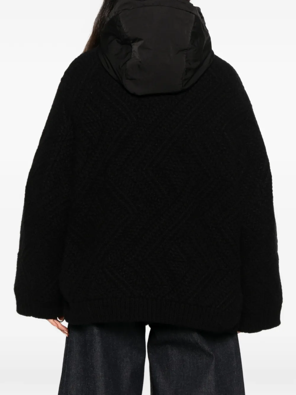 Ermanno Scervino cable-knit hooded jacket Zwart