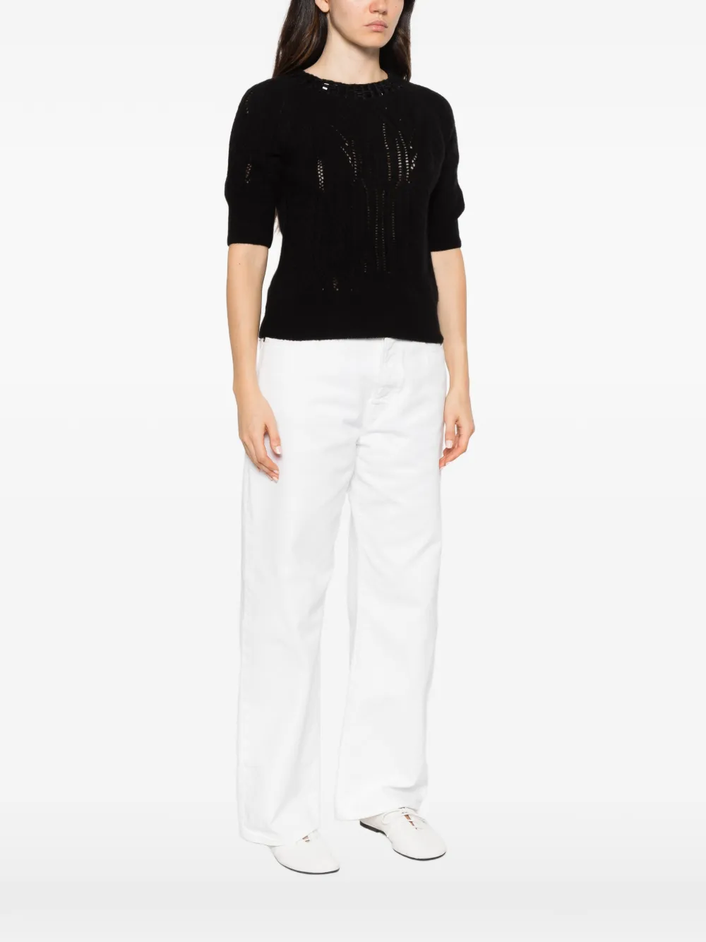Ermanno Scervino cable-knit short-sleeve sweater Wit