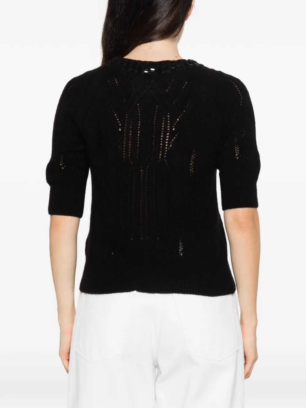 Ermanno Scervino cable-knit short-sleeve sweater Wit