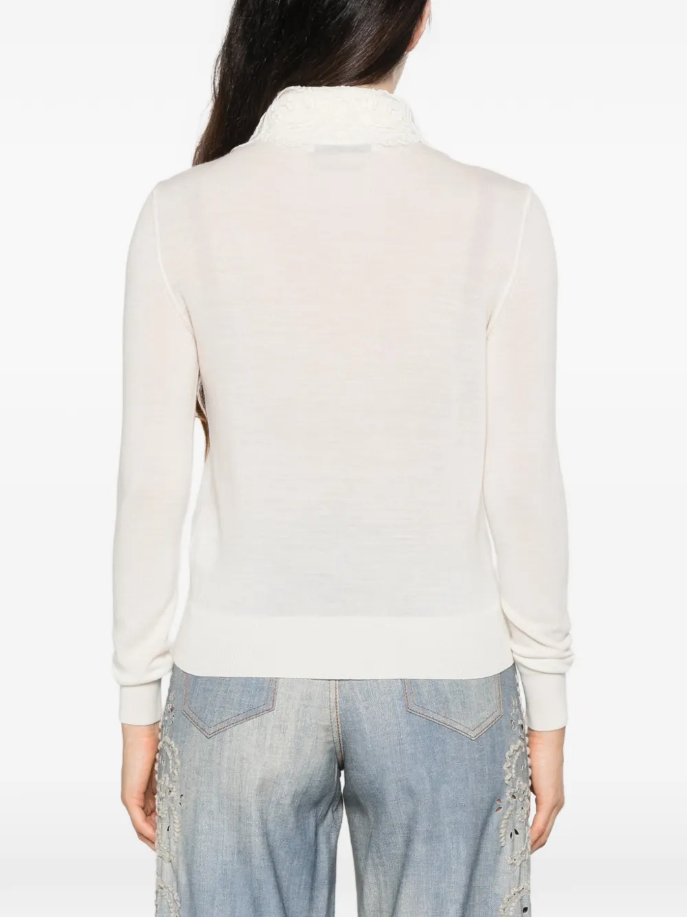 Ermanno Scervino lace-panelled cardigan Wit