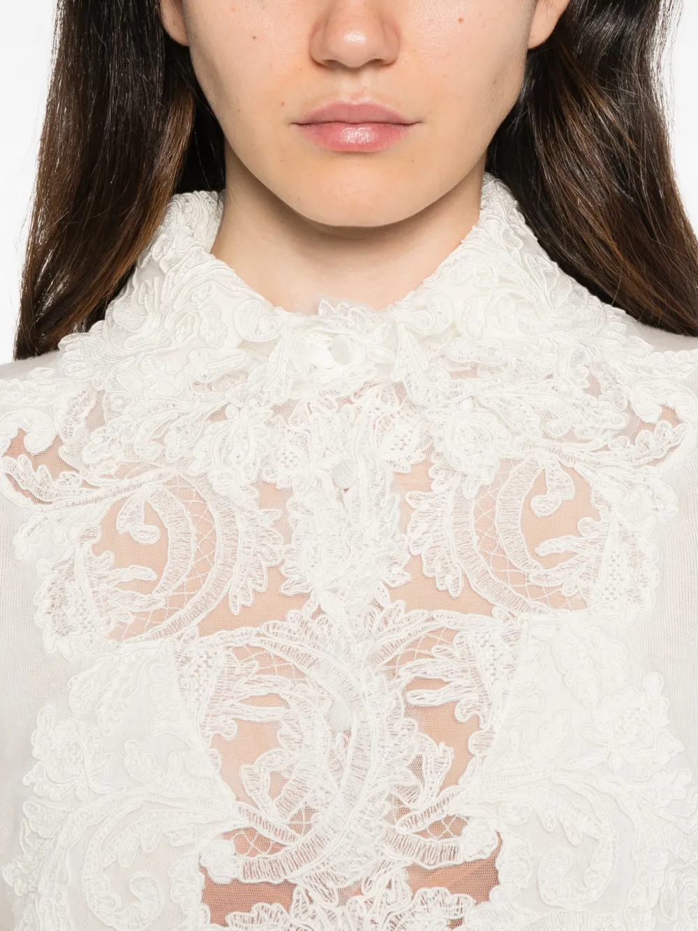 Ermanno Scervino lace-panelled cardigan Wit
